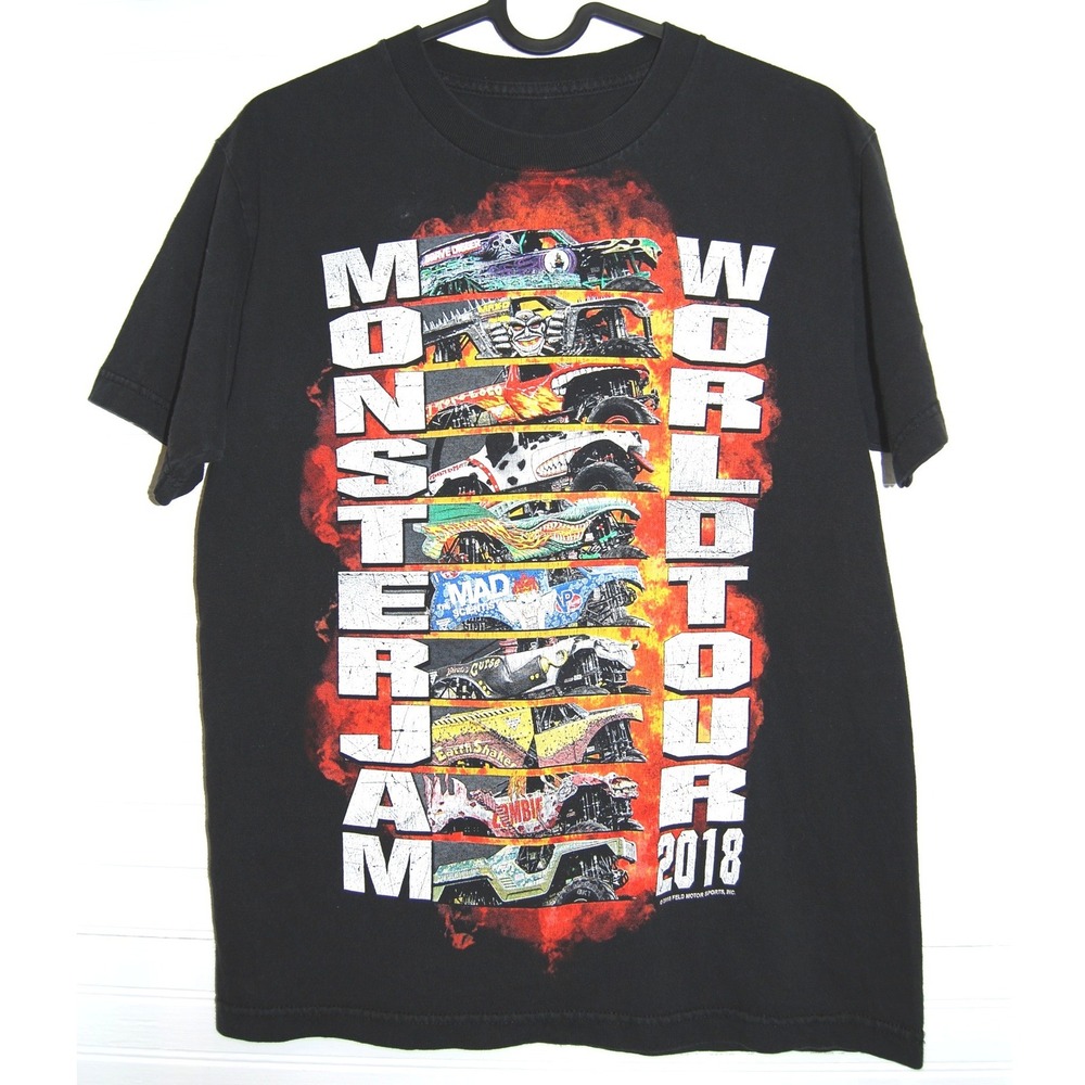 Monster Jam shirt Size Small 2018 World Tour Truck‎ Motor Sports Biker Grunge
